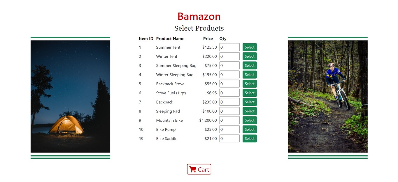 Bamazon Customer Screen Shot